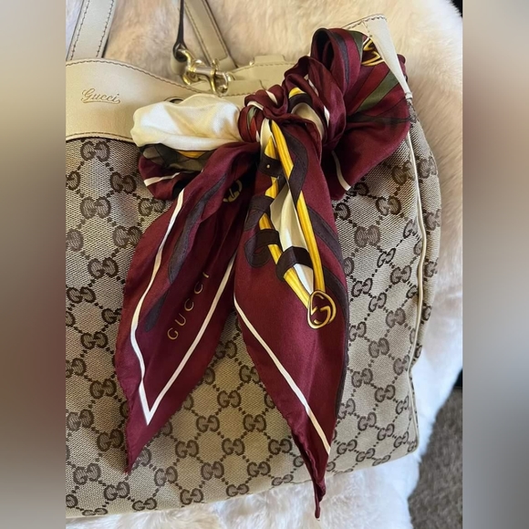 Authentic Gucci Positano Large canvas scarf tote bag - Picture 13 of 16